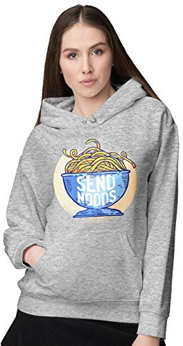 BLAK TEE Women's Funny Send Noods Slogan Hoodie M Grey