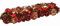 meindekoartikel Adventsgesteck Weihnachtsgesteck aus Holz und Kunststoff mit 4 Windlichter aus Glas für Teelichter (rot-Gold) B45 x H9 x T17cm