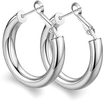 Creolen aus Sterlingsilber für Frauen, dicke, große Silberohrringe, hypoallergene, klobige Silbercreolen