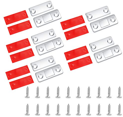 5 Pack Door Magnets, Self Adhesive Magnetic Catch, Ultra Thin Stainless Steel Cabinet Latches Hardware for Cupboard, Sliding Door, Window, Closet, Cupboard
