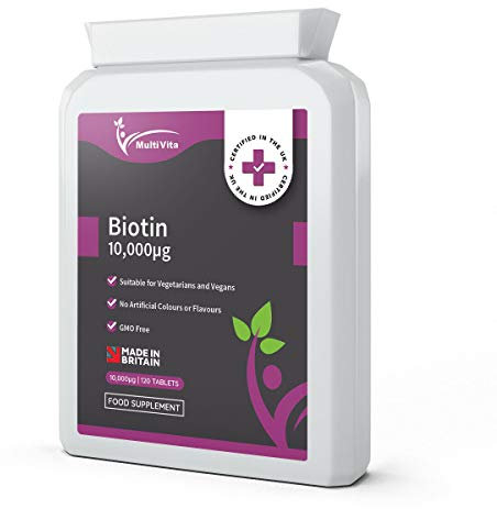 Biotin 20000 mcg Per Serving – 120 Vegan Tablets 2 Per Day not Capsules or Gummies – High Strength Biotin Supplement for Healthy Hair Growth, Skin & Nails – UK Made Vitamin B7 Tablets