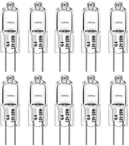 EKSAVE G4 Halogen Bulbs 20Watt 12Volt T3 2 Pin Bulb Warm White Dimmable 20W 12V 2700K Pack of 10