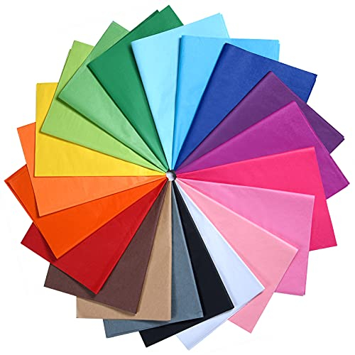 MIAHART 100 Blatt mehrfarbiges Seidenpapier Bulk 35x50cm Geschenkpapier Seidenpapier 20 verschiedene farbige Kunst Seidenpapier für Kunsthandwerk Blumengeburtstagsfeier Geschenkverpackung dekorativ
