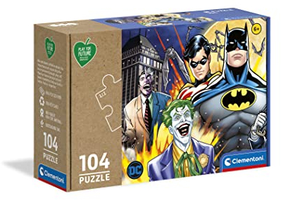 Clementoni 27526 Play for Future Batman – Puzzle 104 Teile ab 6 Jahren, Kinderpuzzle aus recyceltem & recycelbarem Material, Denkspiel für Kinder