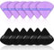 12 Houppette Bouffée de Maquillage de Visage Triangle pour Poudre Libre Éponge de Fond de Teint Cosmétique de Corps Doux Outil de Maquillage Poudre Minérale Sec Humide (Noir, Violet)