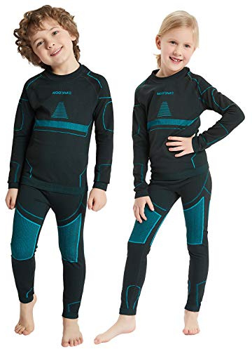 NOOYME Ensemble de sous Vetement Thermique Enfant Fonctionnel Ensemble Thermique Respirant Antibactérien Tenant Chaud pour Garçon Fille pour Sport Ski Football Basket en Automne Hiver