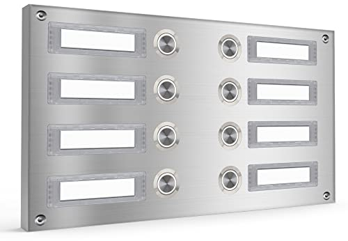 Aufputz Türklingel Edelstahl Aufputzklingel Mehrfamilien Klingeltableau Mehrfamilienhaus (8-Familien; zweireihig)