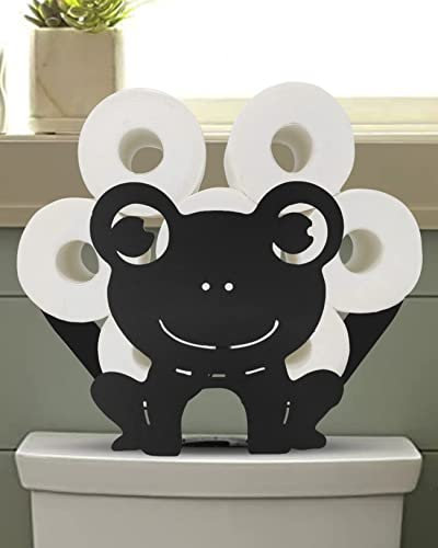 Gardlister Toilettenpapierhalter, Schwarz, Metall, Badezimmer, Toilettenpapieraufbewahrung, lustiger Frosch-Dekor, 8 Rollen Taschentuchhalter für Badezimmer, Zuhause oder Küche