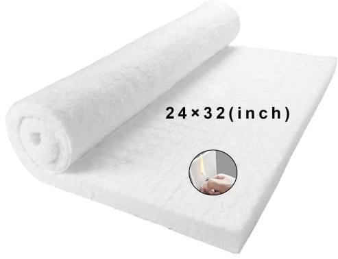 Manta de Fibra de cerámica ignífuga con Aislamiento Nominal de 2400 F, Resistencia a Altas temperaturas para Estufas de Horno, hornos, forjas, 1 Pulgada (Grosor) x 24 Pulgadas x 32 Pulgadas