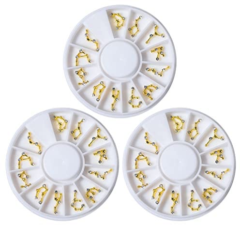 3 Boxes Zodiac Stickers Charm Alloy 3d