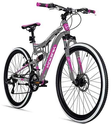 Bergsteiger Kodiak 24 Zoll, 26 Zoll, 29 Zoll Mountainbike, Scheibenbremse, 21 Gang-Schaltung, Vollfederung, Fully MTB für Jungen, Mädchen, Damen & Herren
