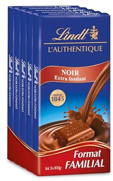 Lindt - Lot de 5 Tablettes MAÎTRE CHOCOLATIER - Chocolat Noir - Extra Fondant, 5x100g
