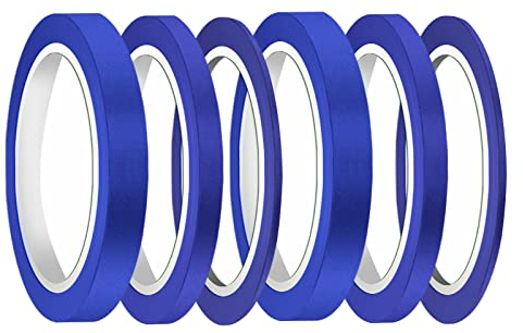 6 Rollen 49,8m Fine Line Tape, 3/6/12,6mm Masking Tape Malerband Farbiges Klebeband für Auto Heimwerken Basteln & Kunst Dekoration Schule Büro (Blau)