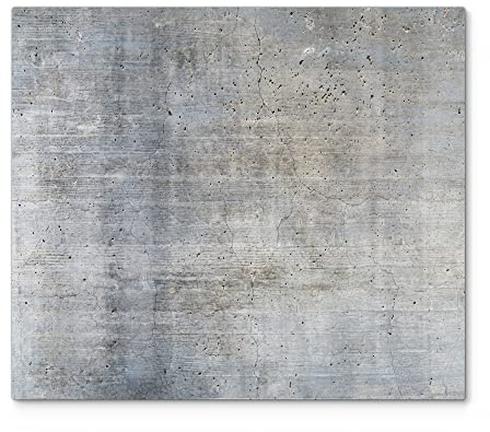 DEQORI Herdabdeckplatte Glas | einteilig 60x52 cm | Motiv Unverputzte Zementtextur | Ceranfeld Abdeckplatte für Küche | Herd-Abdeckung universal | Glasplatte & Schneidebrett für Kochplatten