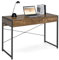COSTWAY Schreibtisch, Computertisch mit 2 Schubladen, Kleiner Bürotisch, Metall, Industrie-Design, PC Tisch für Arbeitszimmer, Homeoffice, Büro, 112 x 48 x 76 cm (Rustikales Braun)