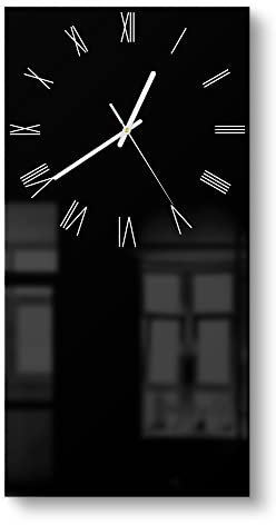 DEQORI Glasuhr | horizontal 30x60 cm | Unifarben - Schwarz | große XXL Design Uhr aus Glas | leise Wanduhr für Wohnzimmer & Küche | Moderne Hingucker Uhr für die Wand