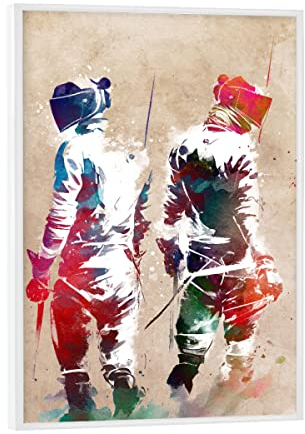 artboxONE Poster mit weißem Rahmen 18x13 cm Sport Fechtsportart B - Bild fechten Fechter Fechter