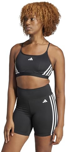 adidas Damen Aeroreact Training Light-Support 3-Stripes Bra Sport-BH, Black/White, M C-D