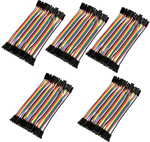 Jumper Wire Set, 5pcs Colorful Jumper Wires Cable 10cm 40pin Female to Female Ribbon Cable for Breadboard, Garage Door Springs and Wires