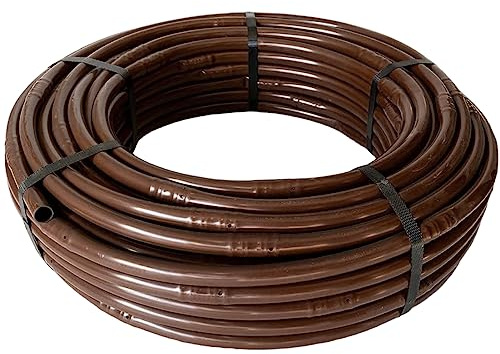 Tubo da 16 mm con contagocce autocompensanti | Tubo a goccia ogni 33 cm [100 metri] Irrigazione a goccia | Tubo irrigazione marrone
