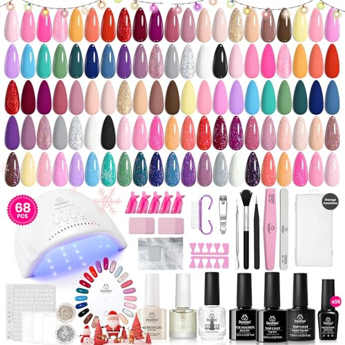 Beetles Gel Nail Polish Kit - 68 Pcs Set, 35 Colours, Pink Glitter, Nude Gray, UV/LED Nail Lamp, Manicure Tools, Gifts