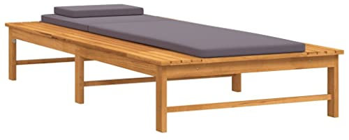 Makastle Sonnenliege mit Kissen & Auflage, Gartenliege Wetterfest mit Verstellbarer Rückenlehne, Liegestühle für Draußen Bett mit 110 kg Gartenliege für Patio Strand Terrasse Pool, 200x95x32 cm