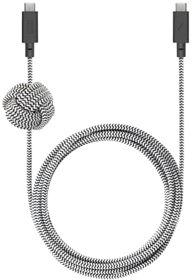 Native Union Anchor Cable 240W – 10ft Reinforced Braided USB-C to USB-C Power Delivery 3.1 Charging Cable with Weighted Knot – For iPhone 16, 16 Pro Max, MacBook Pro 14/16 M4, Air 15 M3 (Zebra)