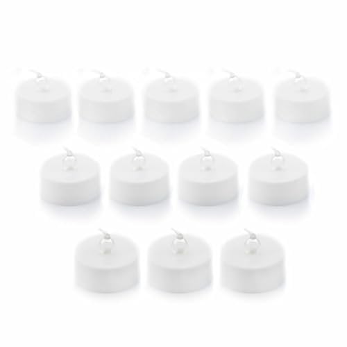 InnovaGoods® Velas 12 Unidades, Velas led efecto llama, set de velas de Luz cálida, No se calienta ni quema, Larga duración (70-75 h), Botón on/off. Ideal para regalar, decoración mesa. Color Blanco.