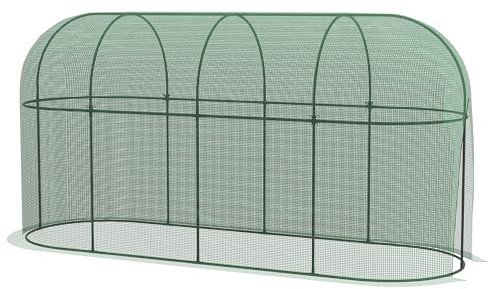 Outsunny Jaula de Cultivo Jaula para Plantas Jaula para Insectos con Puerta con Cremallera y Marco de Acero para Jardín Terraza Patio 300x100x150 cm Verde