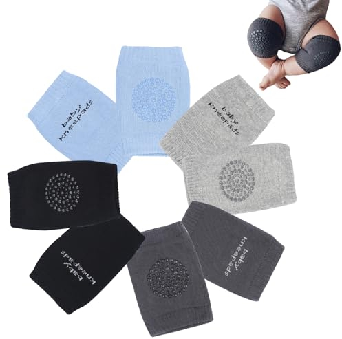 4 Paar Knieschoner Baby Krabbeln, Baby Kleinkinder Knieschützer, Anti-rutsch Baumwolle Mädchen Junge Beinlinge, Baby Elastische Krabbelhilfe mit Anti-Rutsch-Noppen für Sicheren Hal (4 Farben)