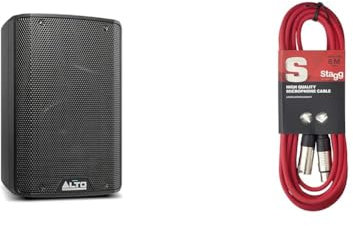 ALTO Professional TX308 - Altavoz autoamplificado de 350 W con woofer de 8 para DJ y músicos & Stagg Cable de micrófono con Enchufe XLR a XLR, 6m, Rojo