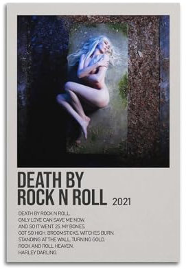 MHEGSNGA Poster Death By Rock N Roll The Pretty Reckless, Vintage-Kunst, Raumdekoration, ästhetische Schlafzimmerdekoration, Leinwandposter für Schlafzimmer, 40 x 60 cm, ungerahmter Stil