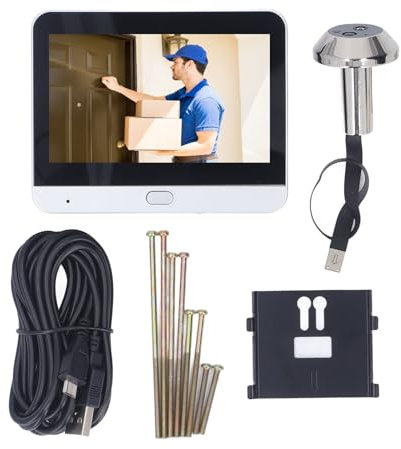 VELATEMOR Videocamera Campanello Wireless, Rilevamento Movimento PIR HD 1080p, Visione Grandangolare, Batteria Ricaricabile da 5000 MAh, WiFi, Visione Notturna, Audio