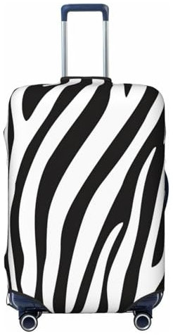 Mexpekil Gepäckabdeckung, staubdicht, Zebra-Tierhaut-Muster, elastisch, waschbar, Stretch-Koffer-Schutz, Reisekoffer-Abdeckung, passend für 45,7 - 81,3 cm Gepäck, Schwarz , L
