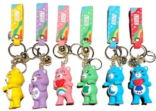 Xingbiyou 6 Stück Anime Bears Schlüsselanhänger Set,Auto Schlüsselanhänger Tasche Anhänger
