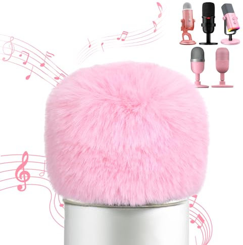 YOUSHARES Mikrofon Windschutz Popschutz Kompatibel mit Blue Yeti, Yeti Nano, AM8, HyperX SoloCast, Seiren Mini, und Andere ASMR USB-Mikrofon, Pelzige Micro Pop-Filter Schallschutz, Rosa