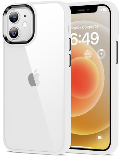 HOOMIL for iPhone 12 Mini Case Clear [Anti-Yellowing] Anti-Scratch Transparent Hard Back and Soft Edge [Military Grade Drop Protection] Shockproof Phone Cover - White