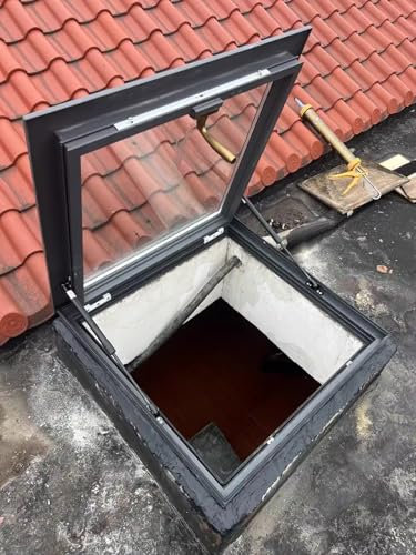 Kellerfensterabdeckung aus gehärtetem Glas mit mehreren Winkeln und Dachfenster, Aluminiumrahmen, 55,9 x 99,1 cm