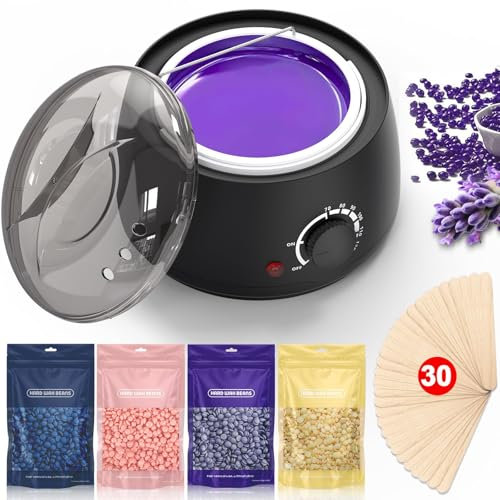 cera brasiliana kit ceretta brasiliana kit completo: JOOPLEX scaldacera completo scalda per ceretta scalda con 400g cera 30 Spatole per Uomo Donna Nero
