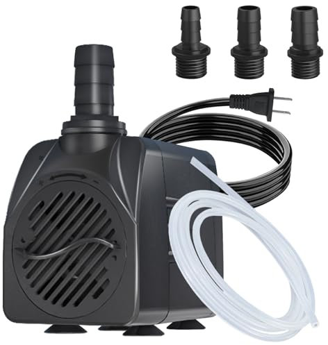 Zoronk 400GPH Auto-Shut-OFF Submersible Pond Pump (1500L/H 25W) Ultra Quiet Fountain Water Pump with 6.5ft High Lift, 3 Nozzles for Aquarium, Fish Tank, Pond, Hydroponics, Statuary,Water Feature.