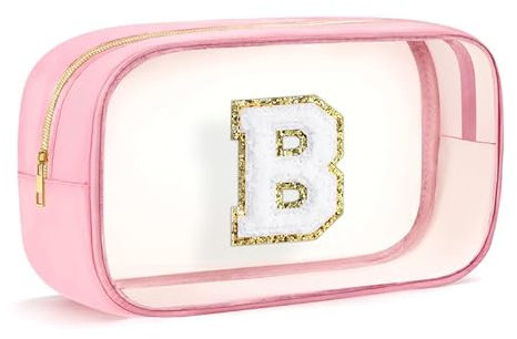 Transparente Kulturtasche - Geschenke für Mädchen Teenager Kinder Damen Familie Klare Reisetasche wasserdichte Kosmetiktasche mit Reissverschluss Geschenk zum Valentinstag Rosa B