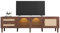 Azkoeesy Rattan TV-Schrank 180 cm, mit LED-Beleuchtung, mit Schubladen und viel Stauraum, TV-Board Lowboard Fernsehschrank für TV max 80 Zoll, Walnuss Farbe (Spanplatte mit Glastüren)