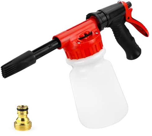 Jeinbuil Auto Schaumpistole Autowäsche 1L Verstellbare Schaumlanze Multifunktionale Schaumkanone Gartenschlauch Anschließen für Auto Waschen GartenbewäSserung