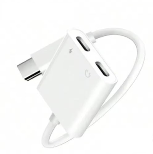 KK KENIK 2-in-1 Type-C Audio Adapter, Dual USB-C Ports with DAC Chip, Charging and Music Support, Compatible with iPhone 16 Pro Max/16pro/15/15pro Max /S25 Ultra/S24/S23/S22/S21/S25Edge/A26, White