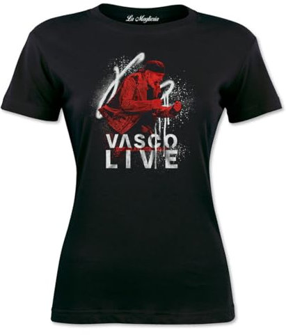 in Esclusiva!!! Maglietta Donna t-Shirt di Vasco Live 2025 Edizione Limitata!! Femminile Bambina Ragazza (IT, Numero, 42, Regular, Regular, Nero)