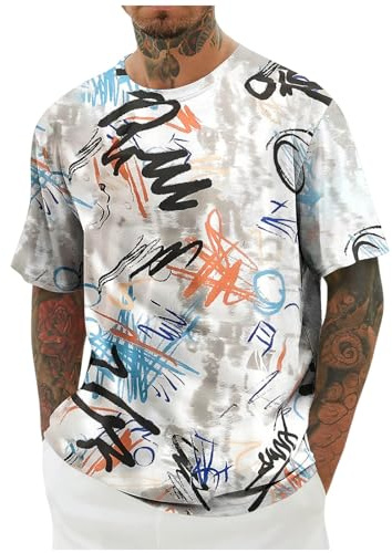 T-Shirts für Herren Sommer Shirt Kurzarm Tshirt Tie-Dye Muster Streetwear Freizeitshirt Baumwolle Wandershirt Jungen Sweatshirt Lässig Kleidung Vintage Bekleidung Mode Motiv Retro Laufshirt S - 5XL