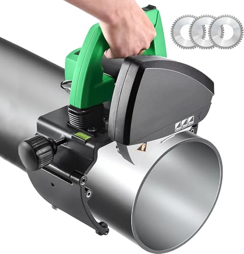 Cortatubos Eléctrico Automático, Diámetro 15-220mm, 5 Velocidades Ajustables con Cubierta Protectora y Cuchillas, Herramienta de Mano para Cobre, Latón, PVC, Acero Inoxidable