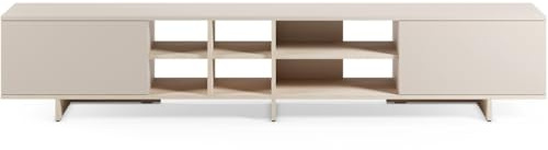 HOMIFAB Meuble TV 2 Portes Beige et décor chêne Clair 230 cm - Alicia