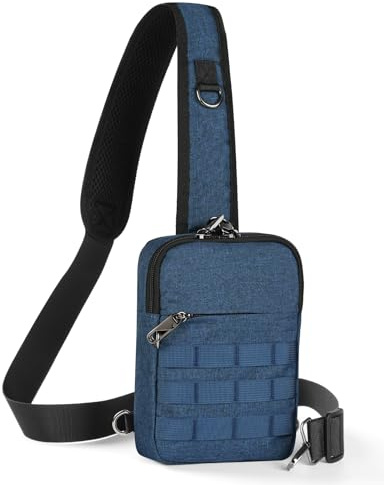 Sling Chest Crossbody bag herren Klein, Anti Diebstahl Umhängetasche Brusttasche Wasserdicht Schultertasche Tasche Handtasche mit Reißverschluss Lock und RFID-Blockierung