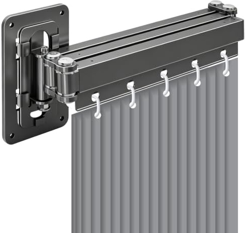 Duschvorhang Ohne Bohren, Altbare Faltbare Duschvorhangstange, Wandmontage Eckvorhangstangen, Verstellbarer Winkel Duschvorhangstange, Verformbar Ohne Bohrer (3-Fach, 92 cm)